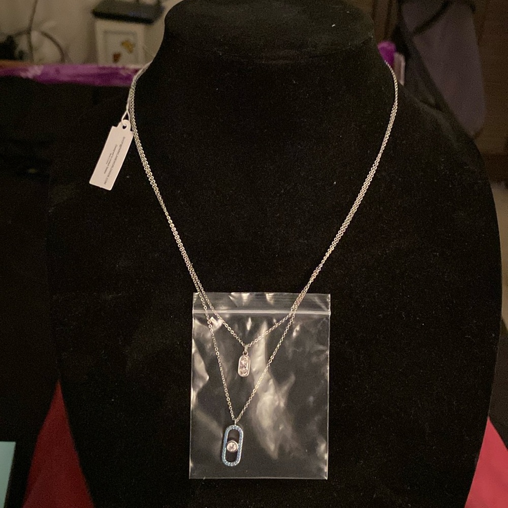 Park lane  two layered silver and blue necklace